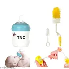 Combo of Milk Bottle (125 ml) with Bottle & Nipple Cleaning Brushes (Multicolor, Set of 3)