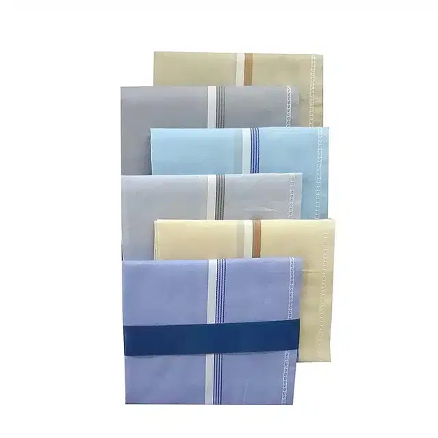 Cotton Blend Handkerchiefs for Men (Pack of 6) (Multicolor, 18x18 cm)