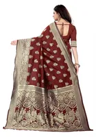 Silk Woven Design Saree for Women, Maroon 