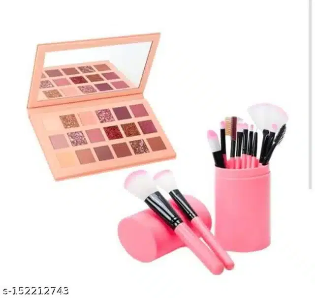 Premium Eyeshadow Palette with 12 Pcs Makeup Brushes (Multicolor, Set of 2)