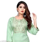 Rayon Slub Embroidered Kurti for Women 