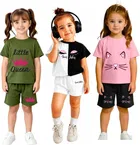 Graphic Print Cotton Blend Clothing Set for Girls, Pack of 3 