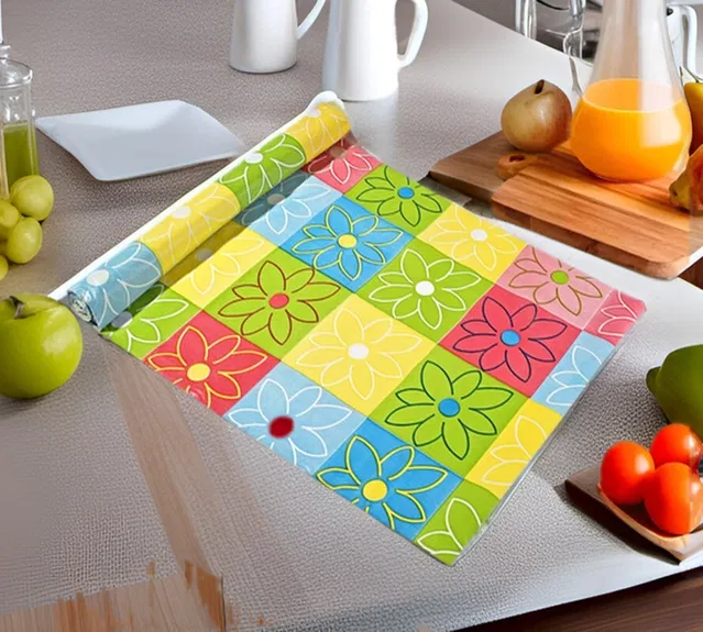 PVC Printed Shelf Mat Roll (Multicolor, 5 m)