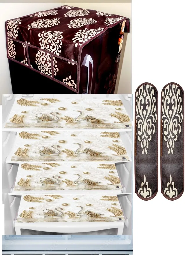 Knit 7 Pcs Fridge Cover Set (Multicolor, Set of 1)