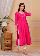 Solid Crepe Kurtis for Women, Dark Pink 