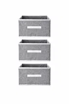 Craft Bazar Multipurpose Foldable Fabric Storage Box with Front Handle for Clothes, Wardrobe Books and Home Organization Pack of 3