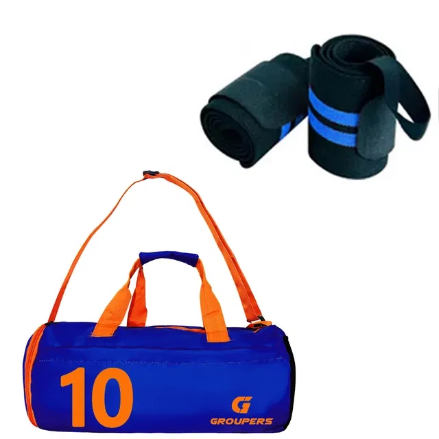 Polyester Printed Gym Bag with 2 Pcs Wristband for Men & Women (Multicolor, Set of 1)