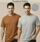 Polyester Round Neck T-shirt for Men, Multicolour, Pack of 2 