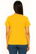 Cotton Blend Printed T-shirt for Women, Mustard 