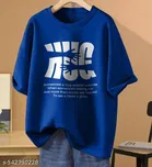 Cotton Blend Printed T-shirt for Women, Blue 