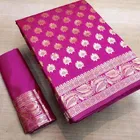Litchi Silk Zari Woven Saree for Women, Pink 