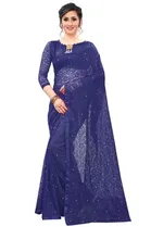 Net Solid Saree for Women 