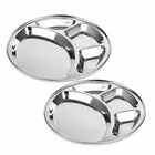 SimpleHome Steel 4 Partition Round Plate Combo Set of 2