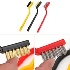 REALISTIC AIRCOOL 3 Pc Mini Wire Brush Set -Brass | Nylon | Stainless Steel Bristles, Pack of 3