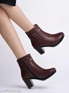 Shoetopia Solid Pu Mid-Top Boots 
