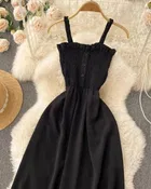 Poly Crepe Solid Dress for Women 