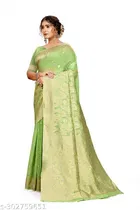 Linen Zari Woven Saree for Women 