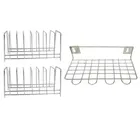 2 Pcs Stainless Steel Plate Stand & Utensil Holder 