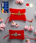 Metal 2 Pcs Rakhi with Greeting card, Roli 