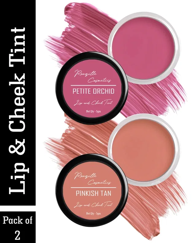 Ronzille Fantastic Lip and Cheek Tint (Petite Orchid & Pinkish Tan, 8 g) (Pack of 2)