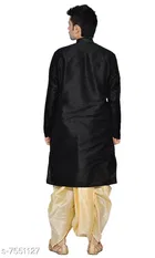 Dupion Silk Solid Kurta with Dhoti for Men 