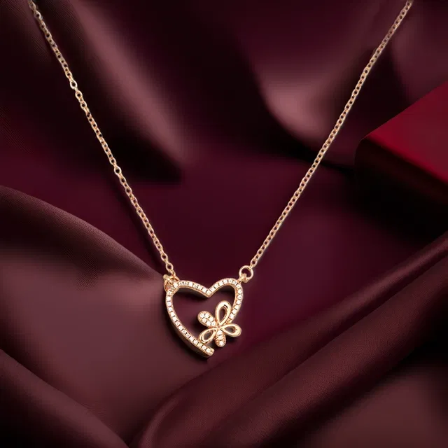 Rose Gold Plated Pendants with Bracelets for Women (Rose Gold, Set of 2)
