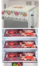 Knit Printed Fridge 3 Pcs Mat with Top Cover 