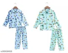 Cotton Nightsuit for Kids (Multicolor, 0-6 Months) (Pack of 2)