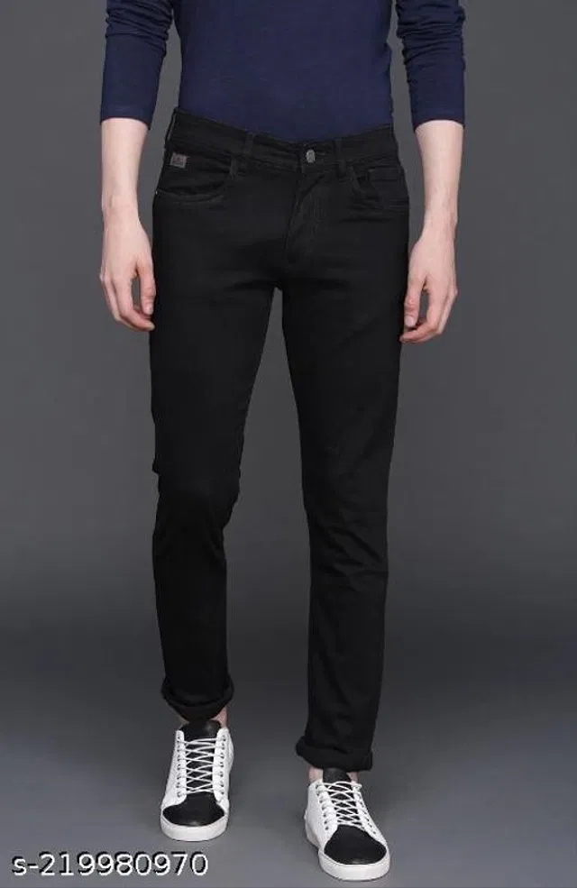 Denim Slim Fit Jeans for Men (Black, 30)