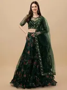 Net Embroidred Semi Stiched Lehenga Choli for Women 