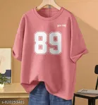 Cotton Blend Printed T-shirt for Women, Pink 