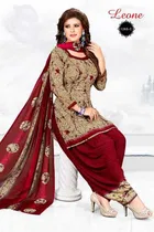 Sharda Fashionable Leon Crepe Women Printed Unstitched Casual Dress Material Suit 