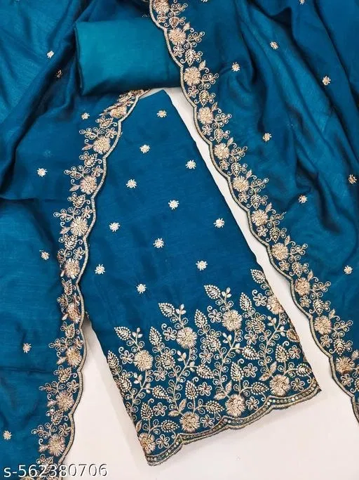 Pakistani Suits for Women (Blue, 6.85 meter (3XL)