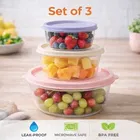 Storage Container Set - 3 Pcs Refrigerator Crisper Box with Airtight Lids, Leak Proof, Easy to Clean, Round Food Grade for Vegetable & Fruit 