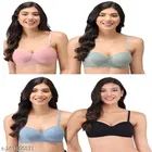 Cotton Blend Solid Padded Bra for Women 
