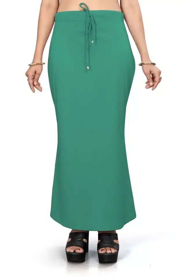Lycra Solid Saree Petticoat for Women (Green, M)