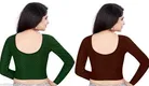 Lycra Ready Made Blouse for Women, Green & Maroon, Pack of 2 