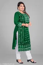 Chanderi Cotton Embroidered Kurti with Pant for Women 