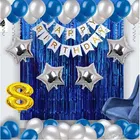 8th Happy Birthday Balloon Decoration Kit, Blue, Set of 1