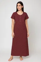 Womens Floral Printed Full Length Night Dress/Night Gown 