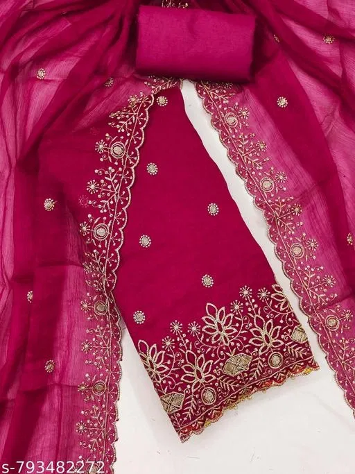 Punjabi/All Over Suits Embellished Embroidered Semi-Stitched Suits (5.85 meter for Women (S)