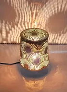 Metal Decorative Electric Moroccan-Style Oil Burner with Oil, 10 ml, Gold, Set of 1
