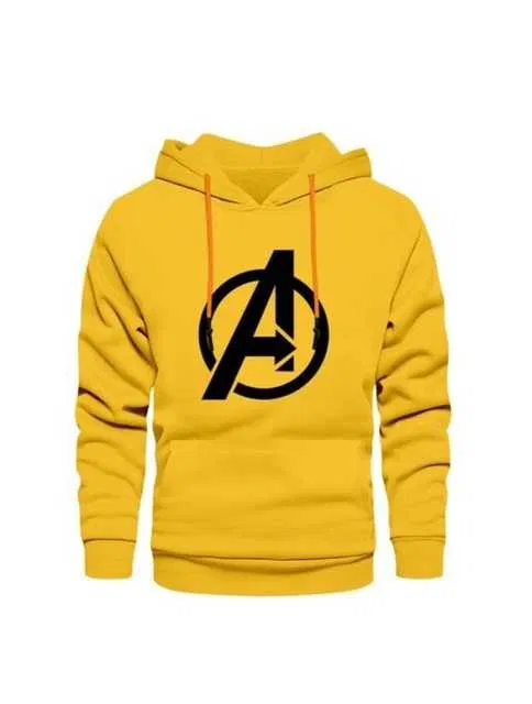 Men's Printed Sweatshirt (Mustard, L) (SV-8)