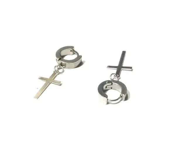 Metal Earrings for Men (Silver, Set of 1)