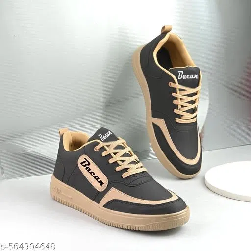Casual Sneakers for Men (Black, IND-8)