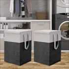 Canvas Laundry Basket,Black,  