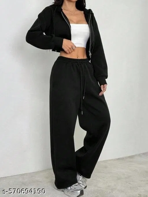 Cotton Blend Solid Trousers for Men, Black (XL)