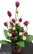 Plastic Artificial Flower With Pot,Multicolour