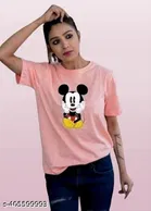 Cotton Blend T-shirt for Women, Pink 