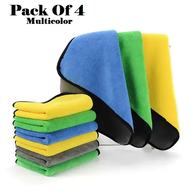 Microfiber Thick Lint & Streak-Free Multipurpose Cleaning Clothes (Multicolor, Pack of 4)